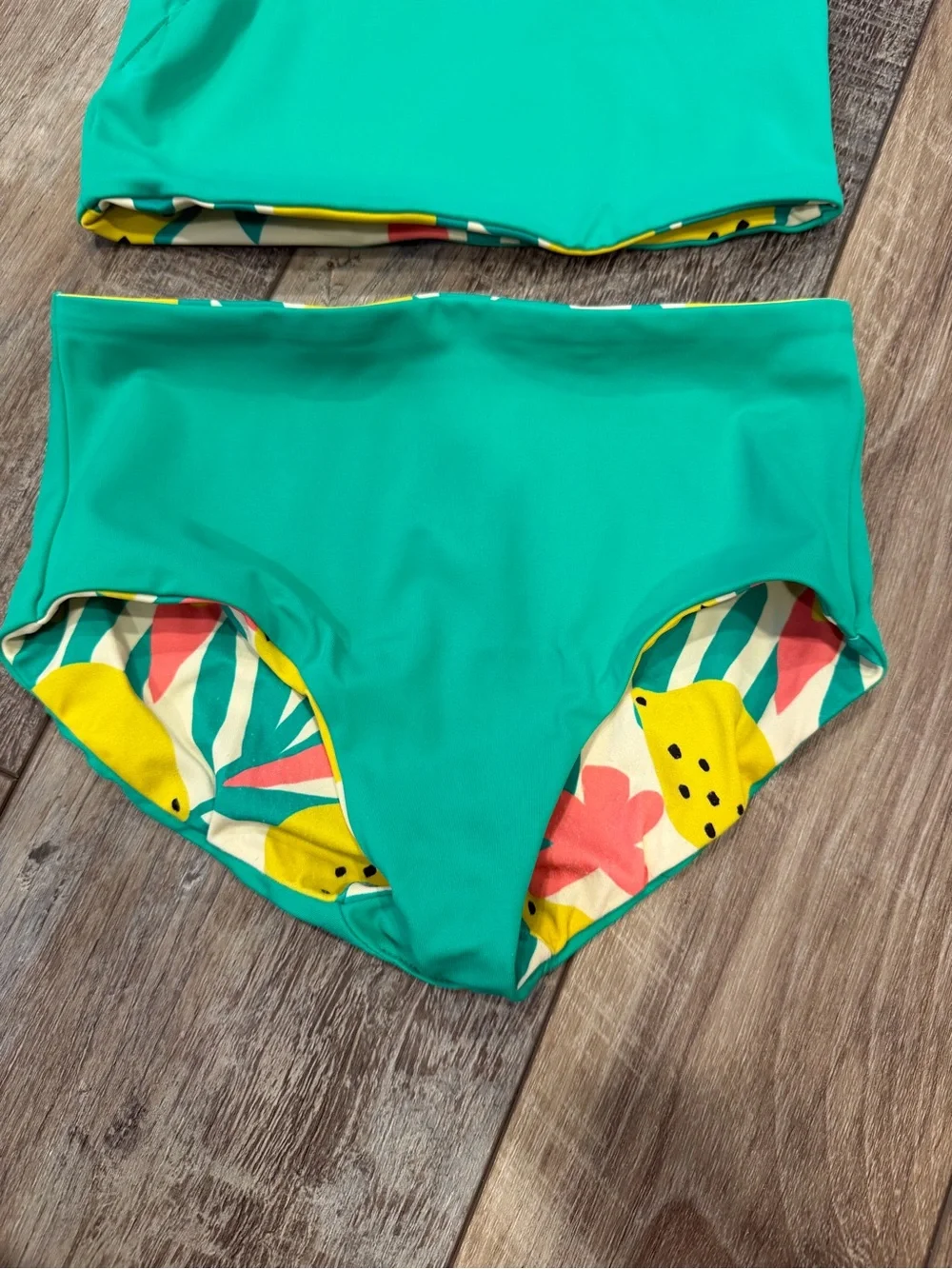 Hanna Andersson Reversible Bikini Lemon/Green Size 6-7